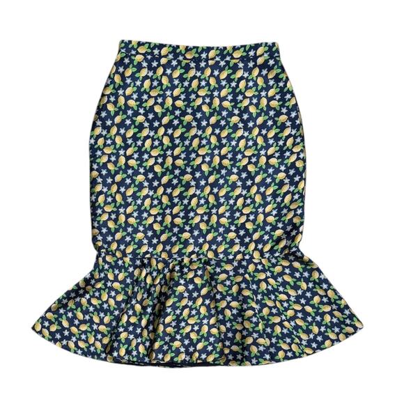 NWT J.Crew Jacquard Lemon Print Trumpet Skirt - Picture 3 of 5